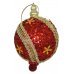 Χριστουγεννιάτικες Μπάλες Κόκκινες, με Χρυσές Κλωστές και Χάντρες - Σετ 3 τεμ. (8cm)